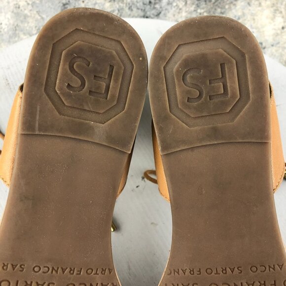 Franco Sarto Women's Size 8.5M Glenys Brown Leather Ankle Tie Flat Sandals - Picture 12 of 16